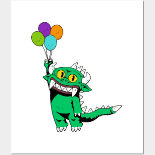 Hodag riding a balloon Posters and Art